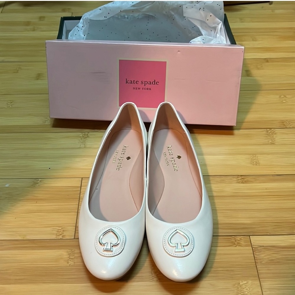 NWT Kate Spade Pallenberg Leather White Flats Shoes